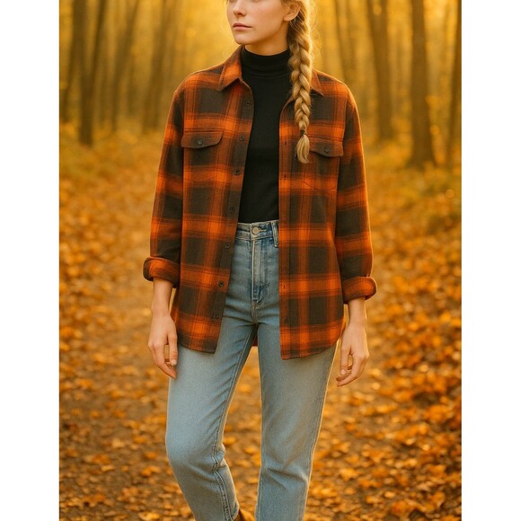 Old Navy Boyfriend Plaid Flannel Shirt S Evermore Swiftie Cabincore Grunge Indie - Picture 4 of 12